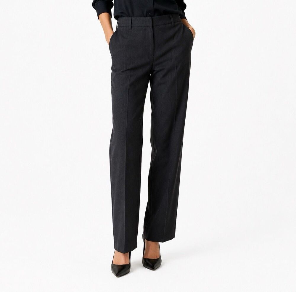 Brunello Cucinelli Virgin Stretch Wool Blend Straight Leg Pants Gray Size 10